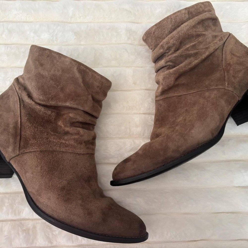 PAUL GREEN Women's Brianna Tan Slouchy Pointed Toe Zip Block Heel Booties